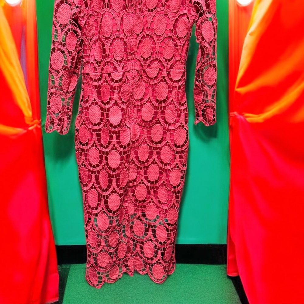 SHEIN Pink Long Sleeve Lace Dress MEDIUM pit to pit 16in length 43in - Picture 5 of 5